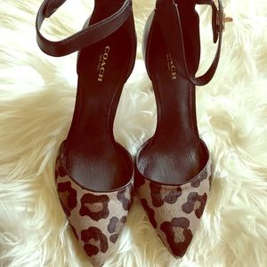 Coach leopard calfskin & leather pumps